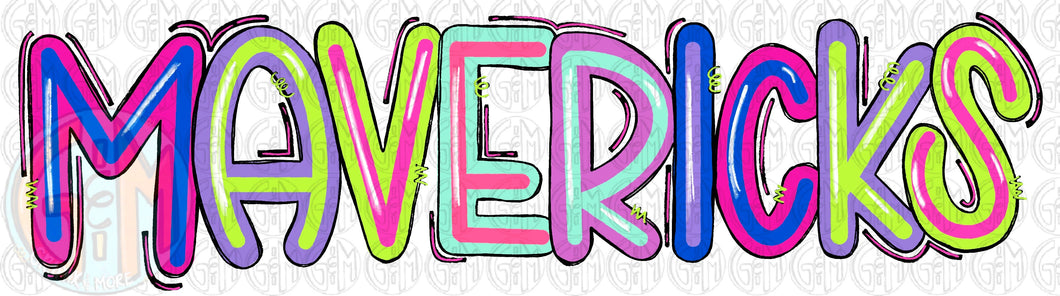 Neon Colors CUSTOM Word Design PNG | Hand Drawn | Sublimation Design