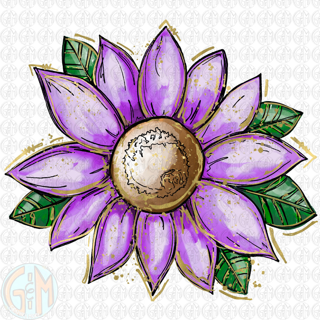 Light Purple Daisy PNG | Hand Drawn | Sublimation Design