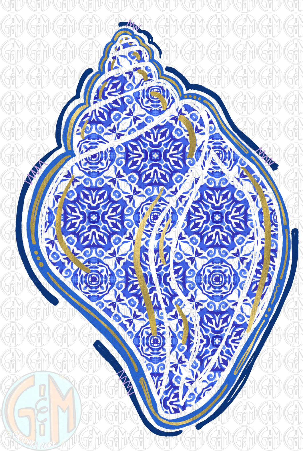 Chinoiserie Shell PNG | Hand Drawn | Sublimation Design