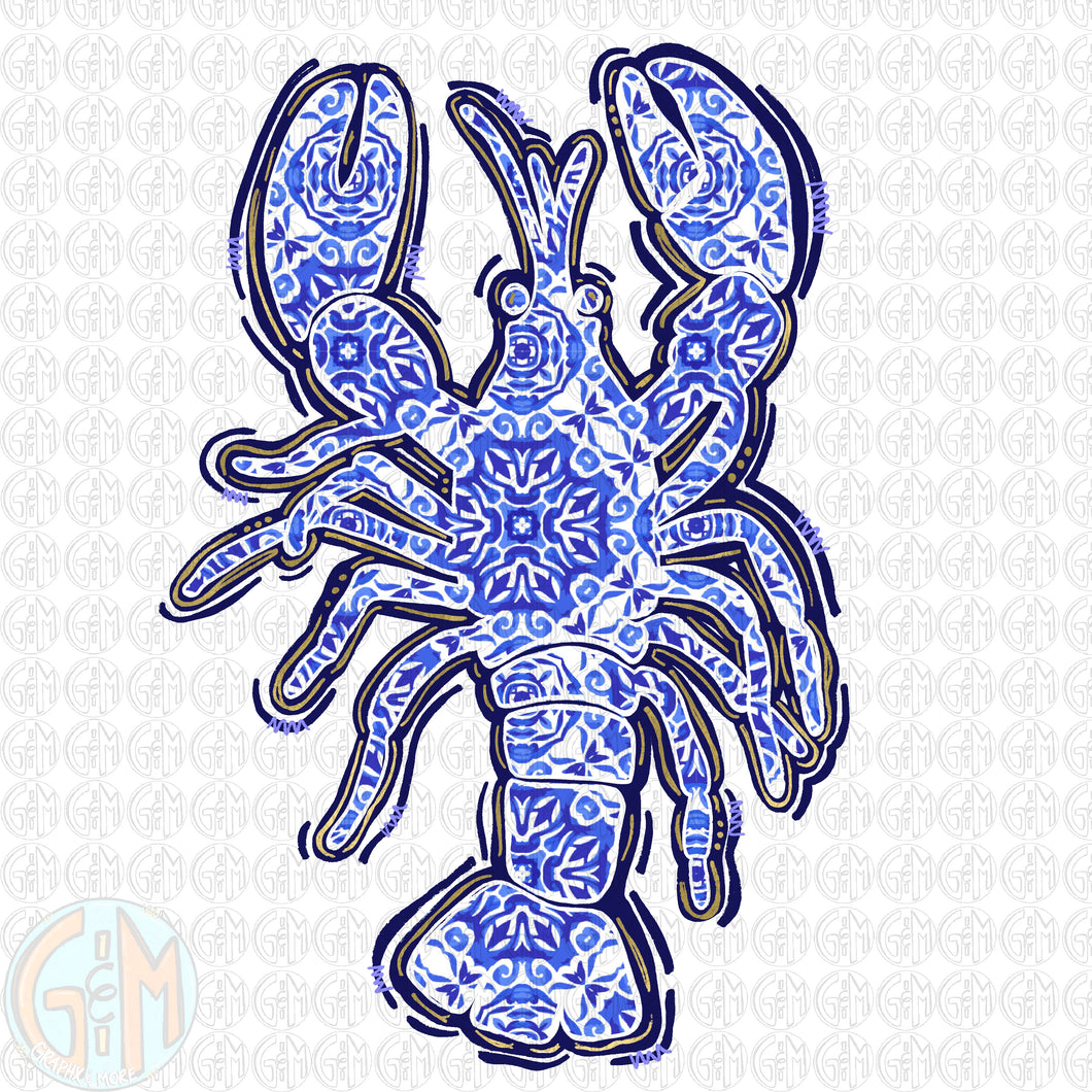 Chinoiserie Crawfish PNG | Sublimation Design | Hand Drawn