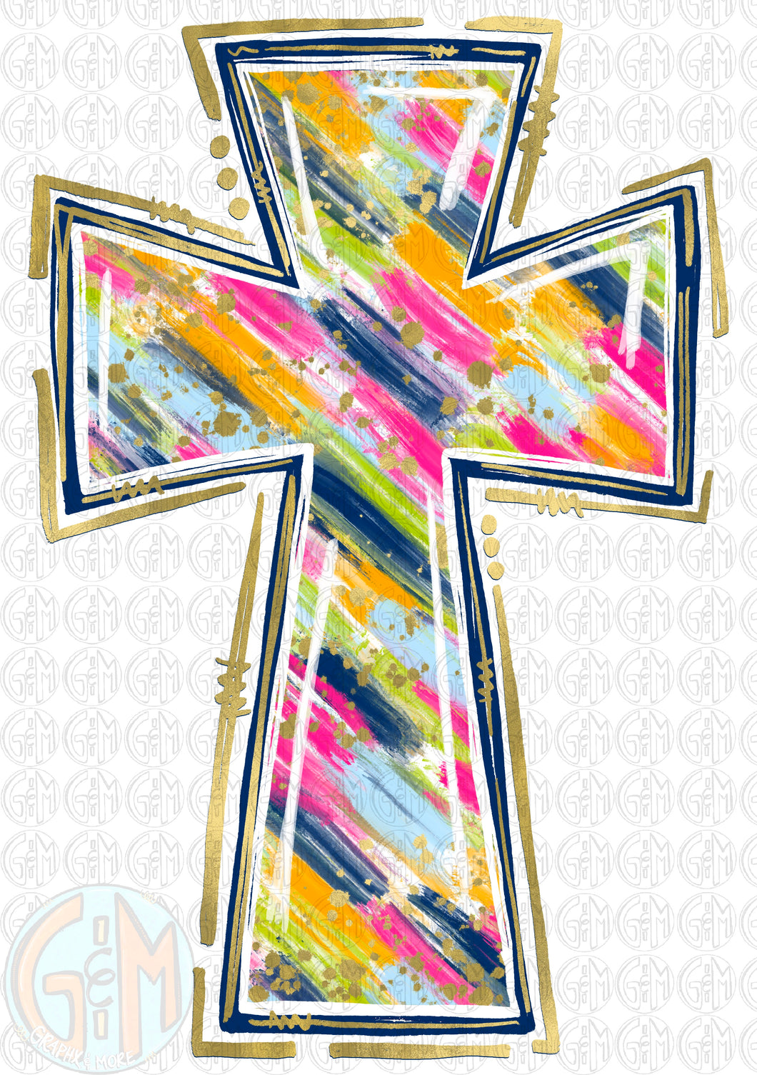 Brushed Cross PNG | Hand Drawn | Sublimation Design