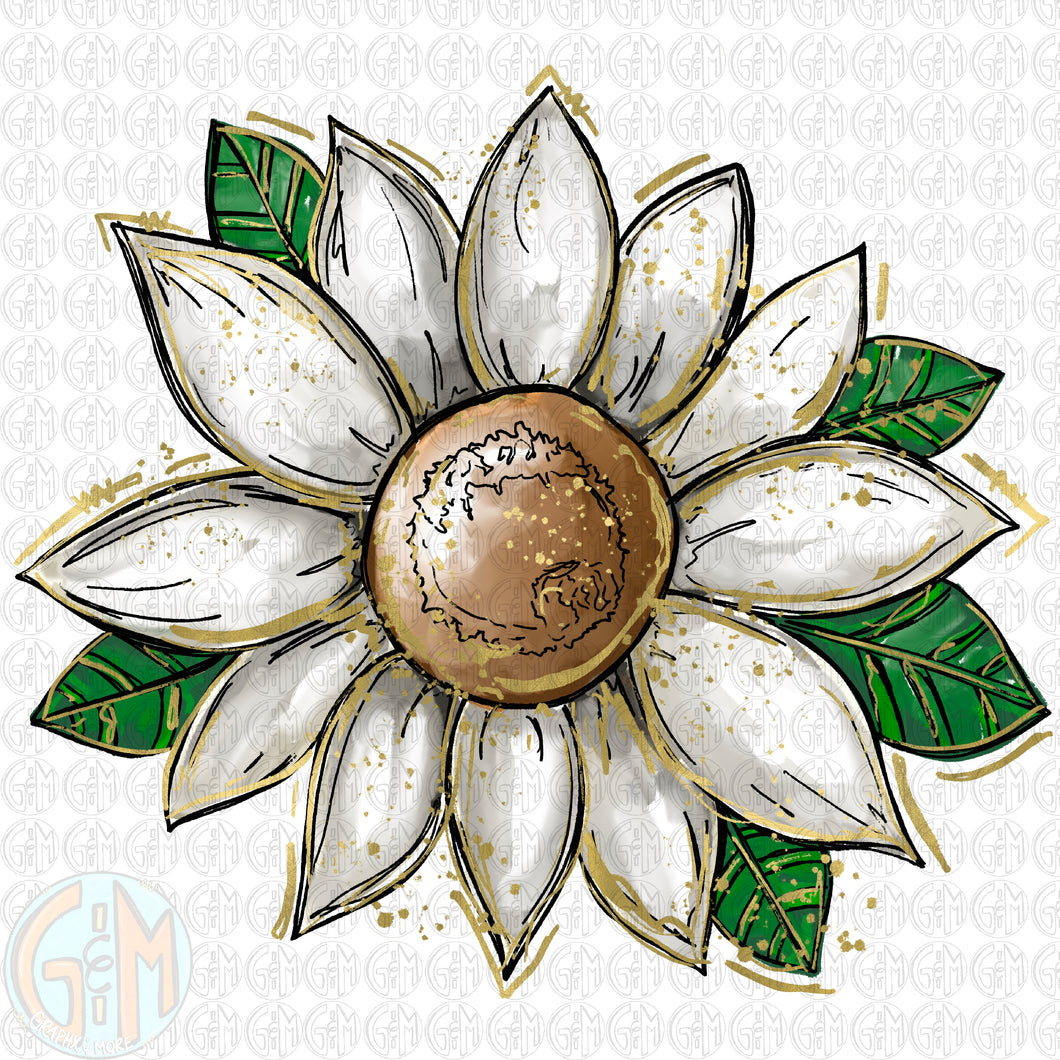 White Daisy PNG | Hand Drawn | Sublimation Design