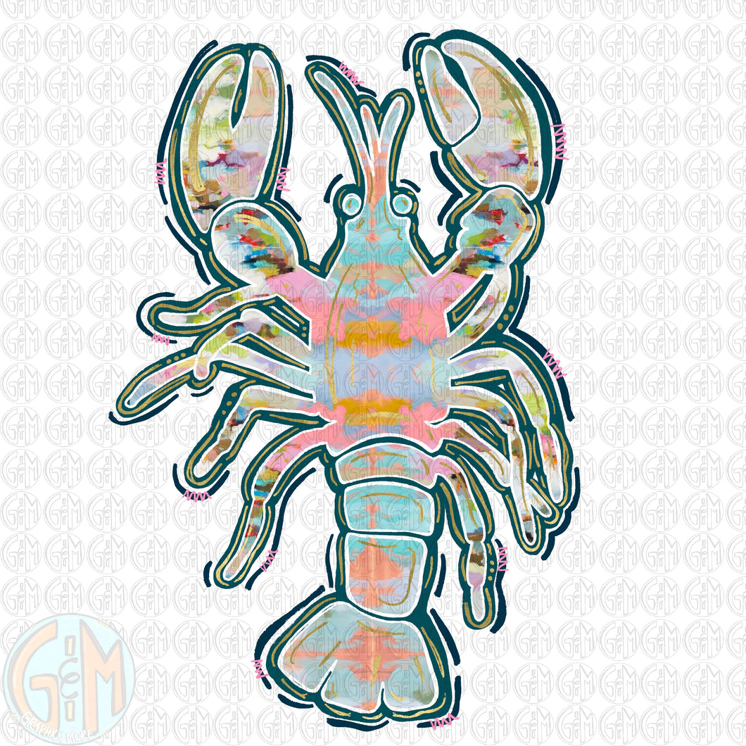 Watercolor Crawfish PNG | Sublimation Design | Hand Drawn