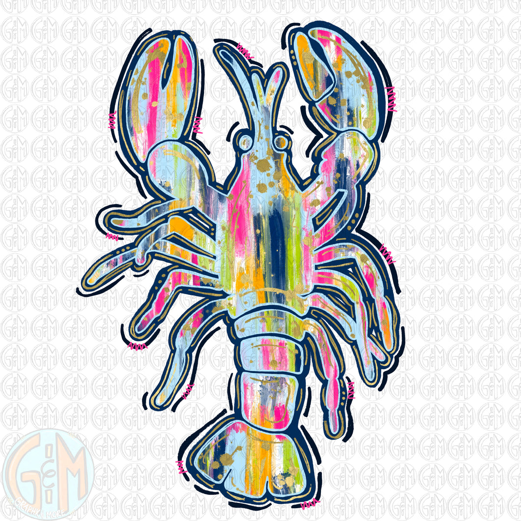 Brushed Crawfish PNG | Sublimation Design | Hand Drawn