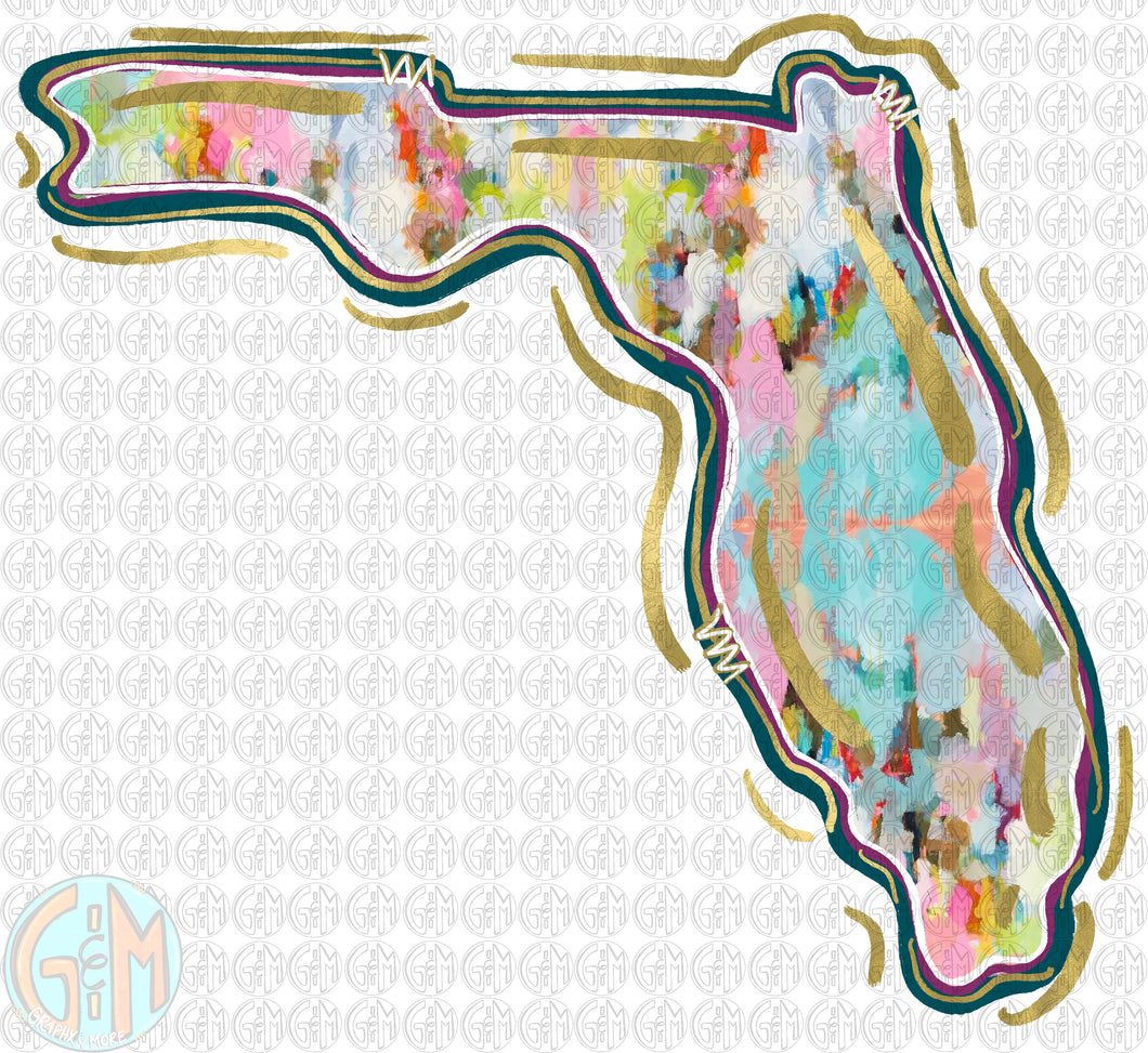 Watercolor Florida PNG | FL | Hand Drawn | Sublimation Design