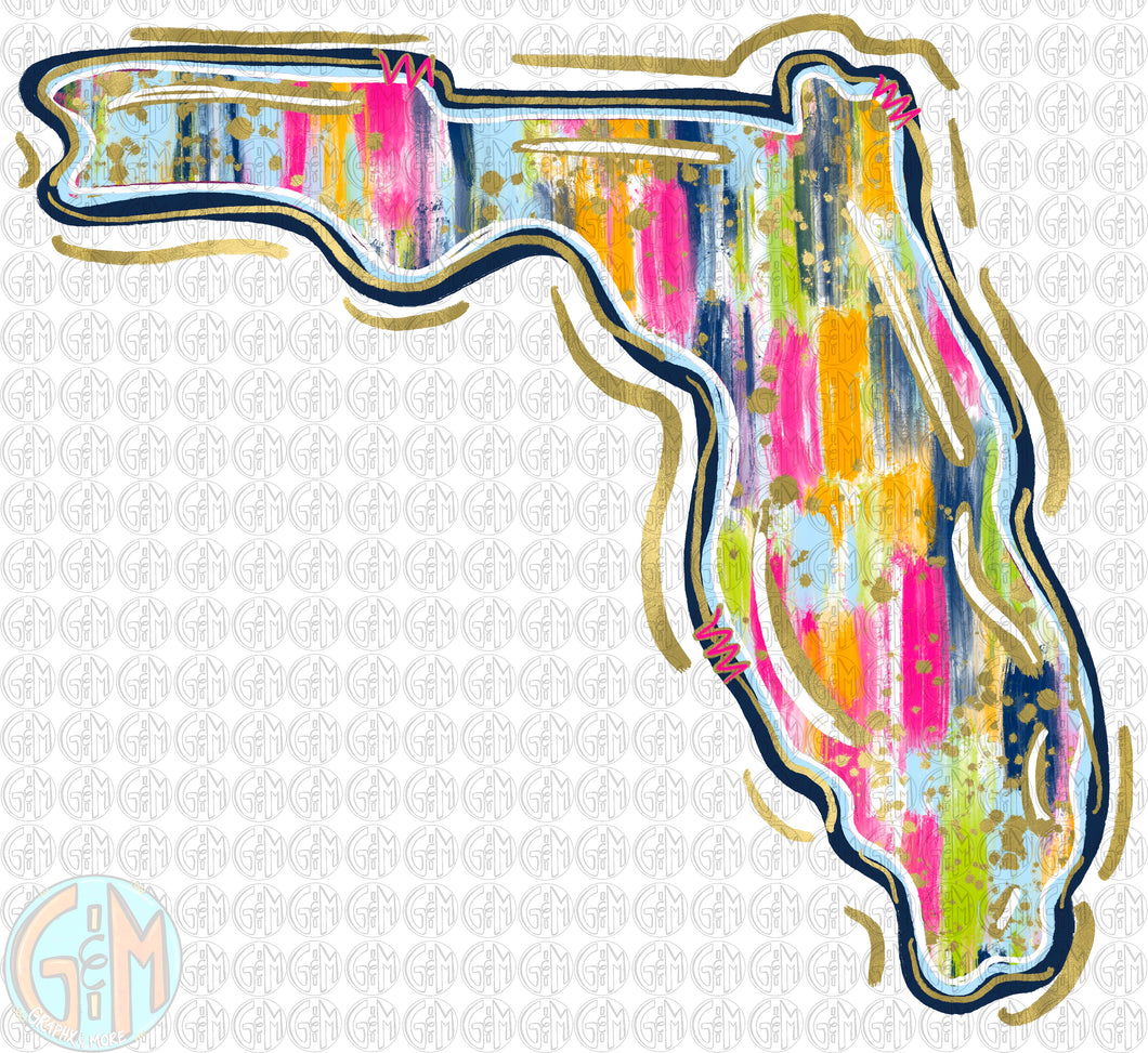 Brushed Florida PNG | FL | Hand Drawn | Sublimation Design