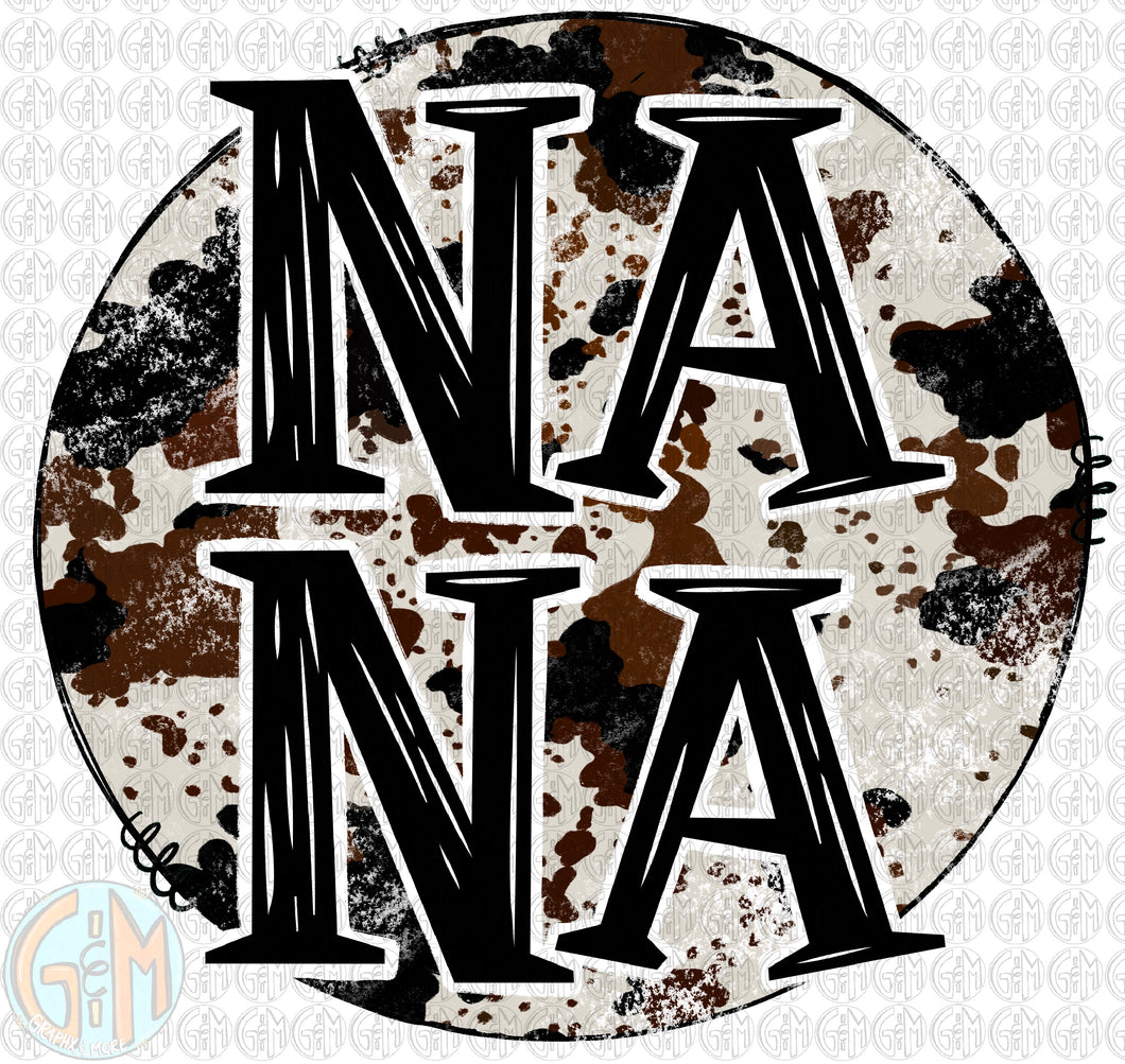 Cowhide NANA PNG | Sublimation Design | Hand Drawn
