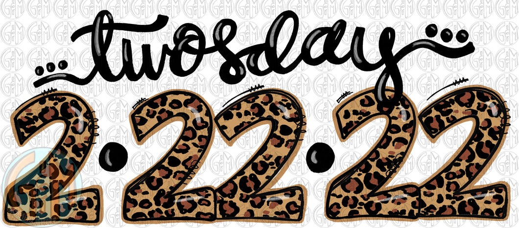 Leopard Twosday PNG | 2-22-22 | Hand Drawn | Sublimation Design
