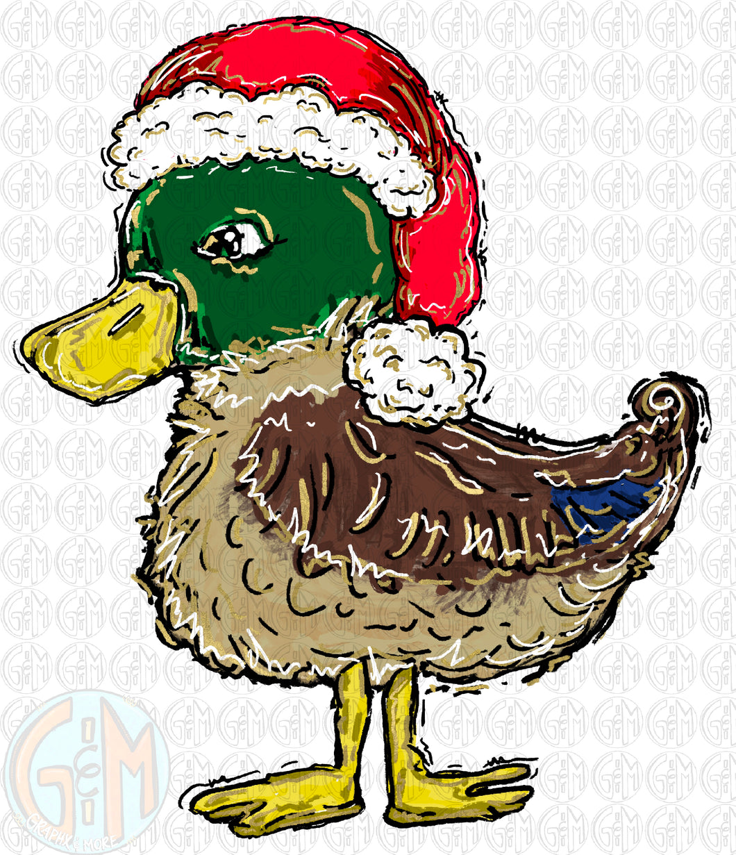 Christmas Duck PNG | Sublimation Design | Hand Drawn