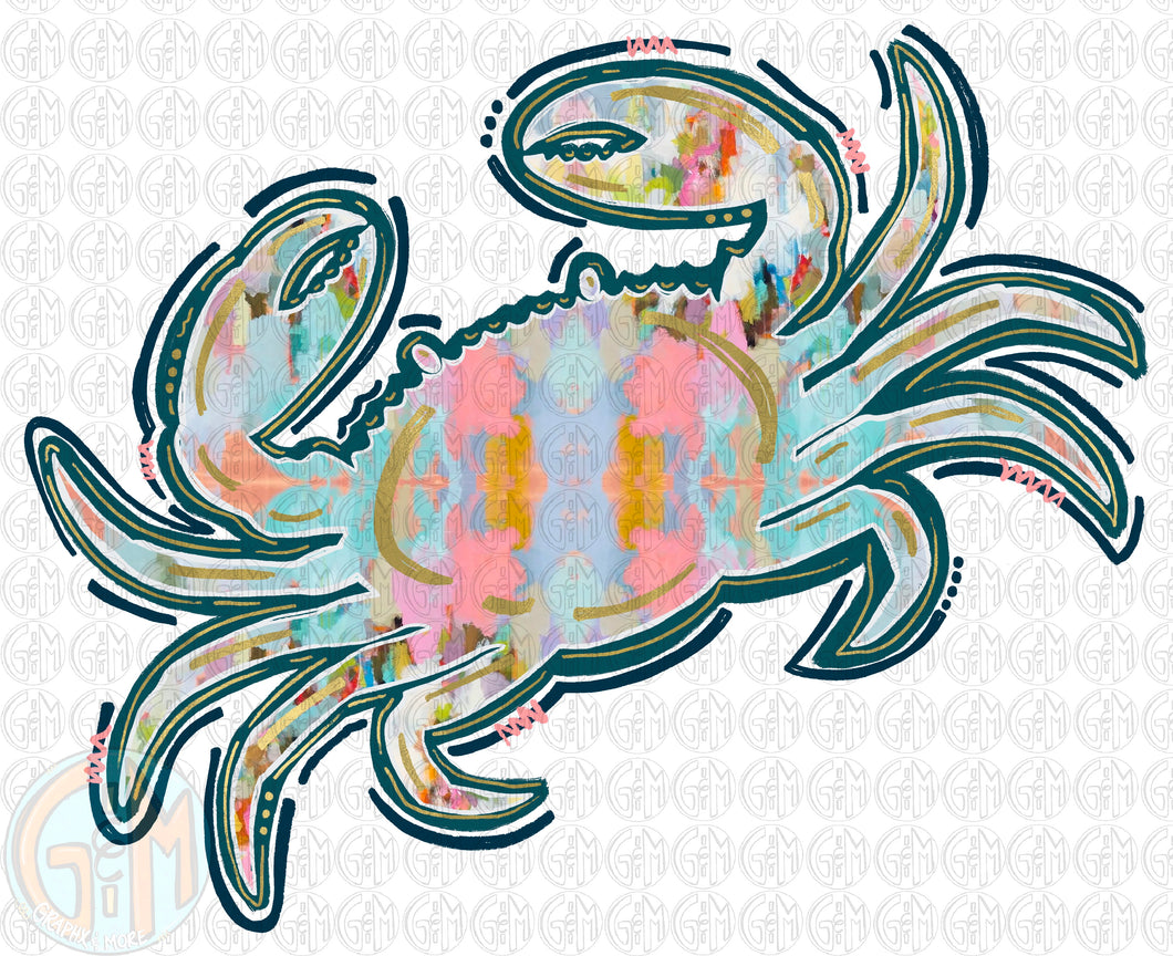 Watercolor Crab PNG | Sublimation Design | Hand Drawn