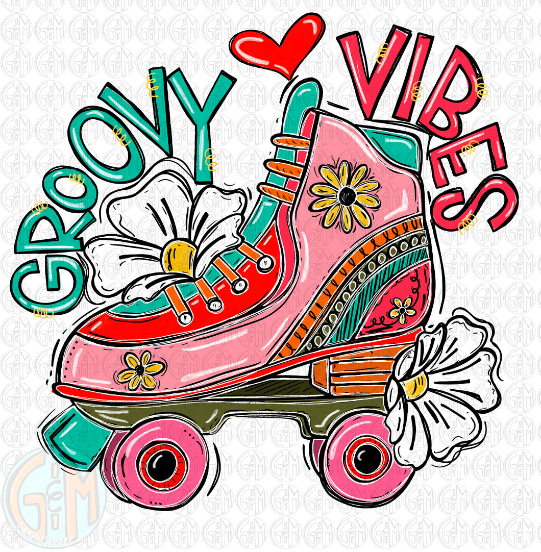 Groovy Vibes PNG | Hand Drawn | Sublimation Design