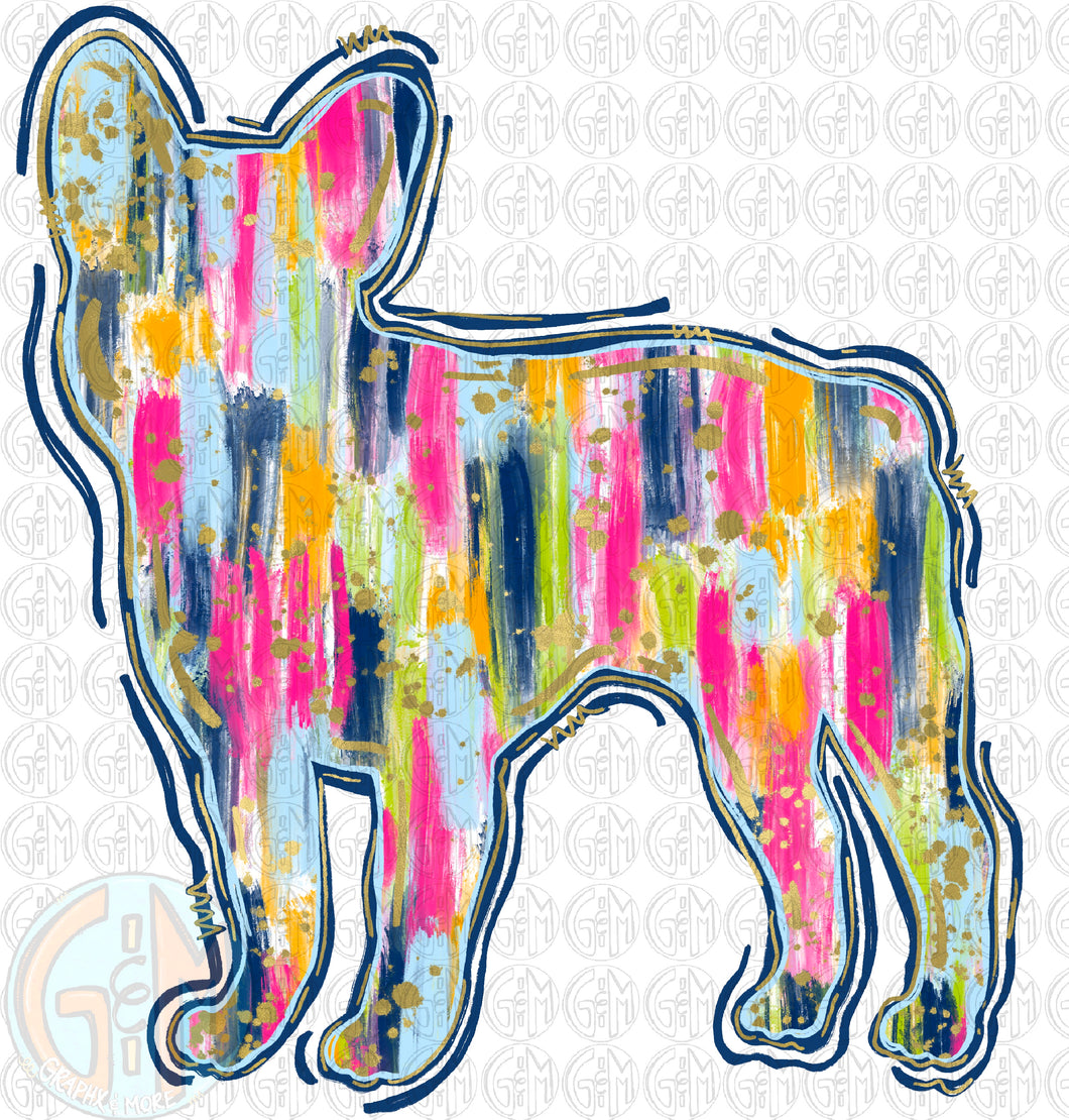 Brushed Frenchie  PNG | Sublimation Design | Hand Drawn