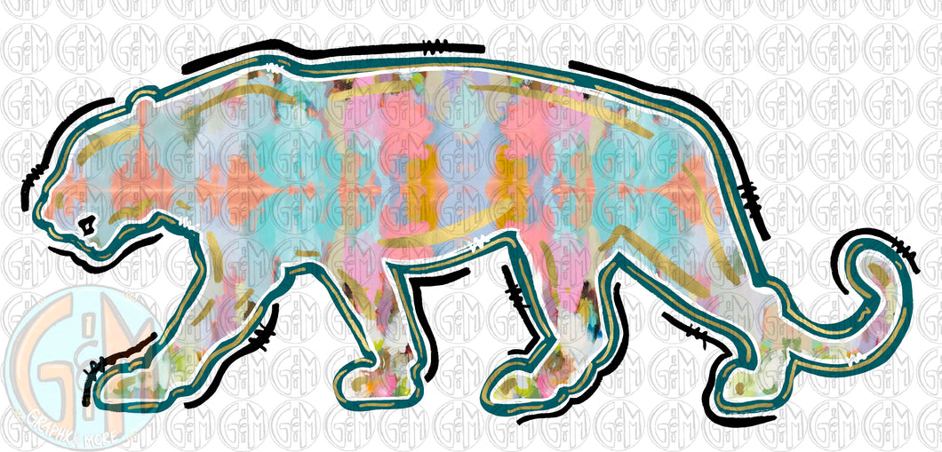 Watercolor Panther PNG | Hand Drawn | Sublimation Design