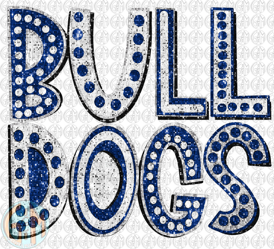 Bulldogs Glitter Marquee PNG | Sublimation Design | Hand Drawn