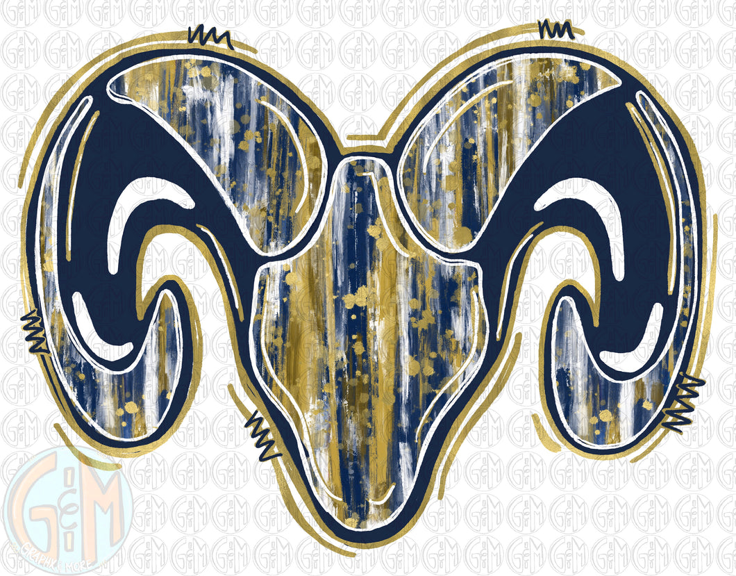 Brushed Ram PNG | Hand Drawn | Sublimation Design