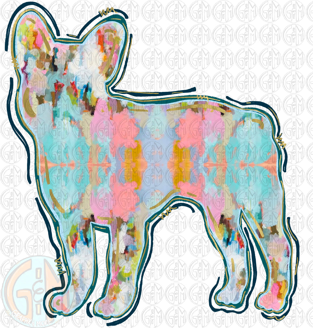 Watercolor Frenchie  PNG | Sublimation Design | Hand Drawn