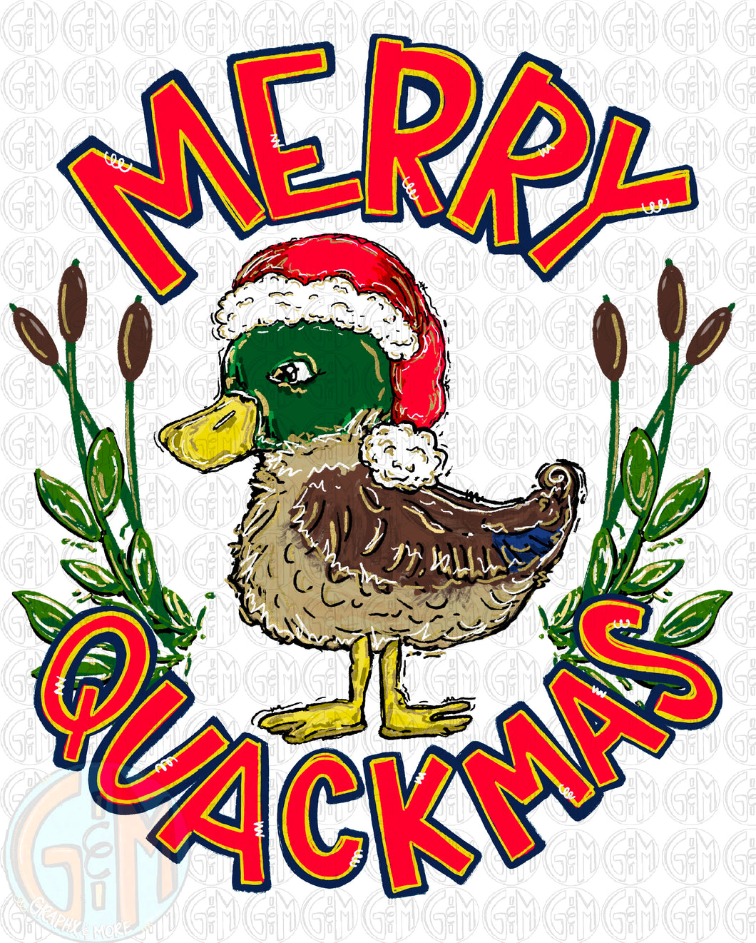 Merry Quackmas PNG | Sublimation Design | Hand Drawn