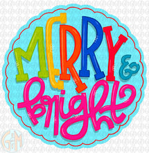 Load image into Gallery viewer, Merry &amp; Bright PNG | Hand Drawn | Sublimation Design
