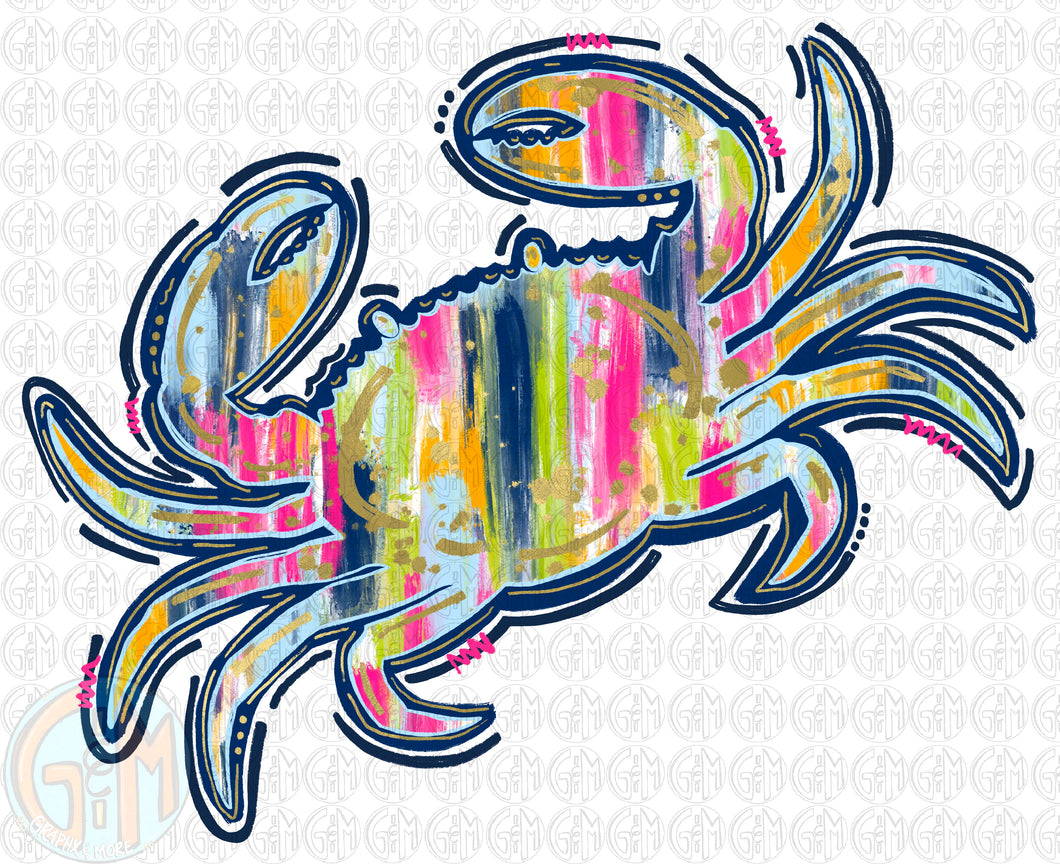 Brushed Crab PNG | Sublimation Design | Hand Drawn