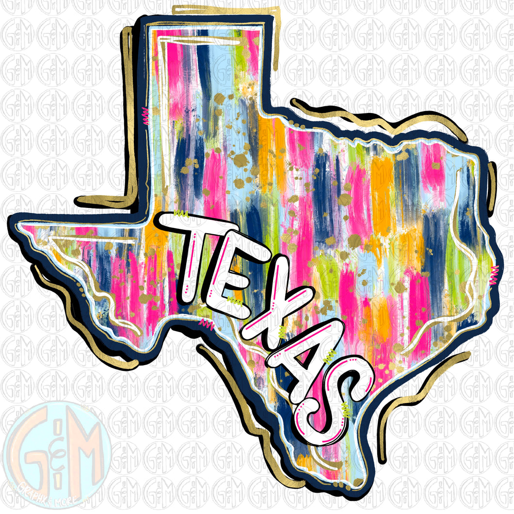 Brushed Texas w/ word PNG | TX | Hand Drawn | Sublimation Design