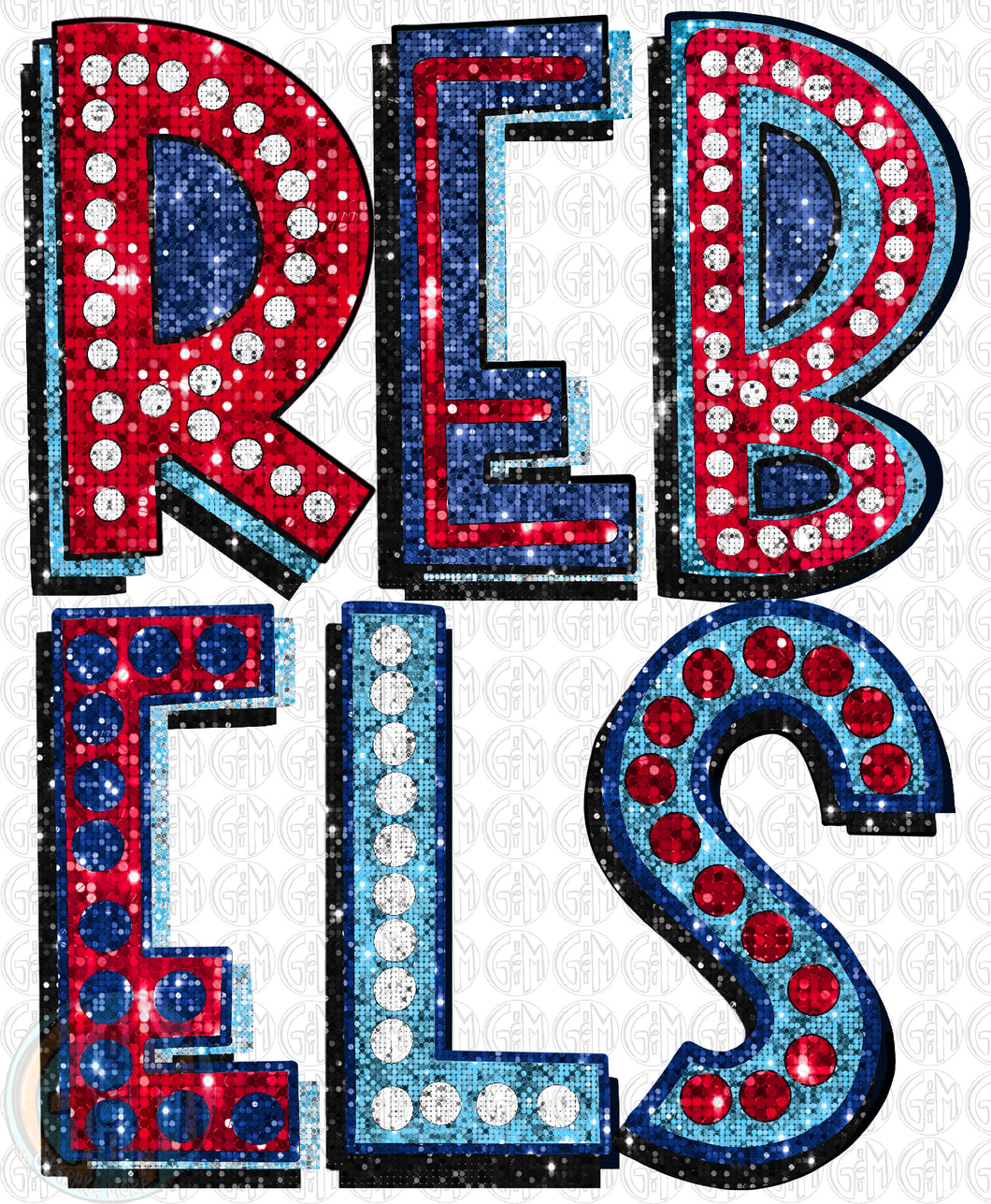 Rebels Glitter Marquee PNG | Sublimation Design | Hand Drawn