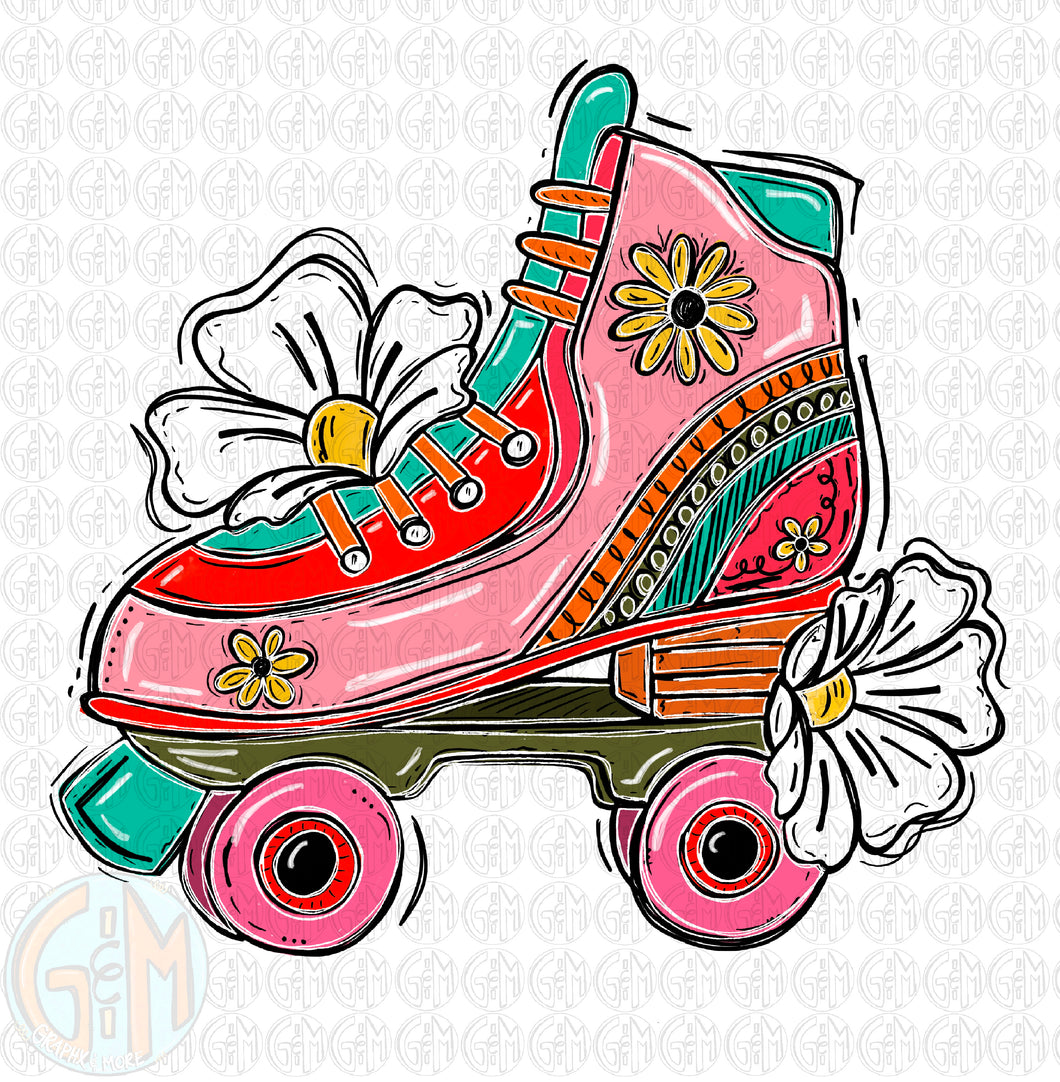 Roller Skate PNG | Hand Drawn | Sublimation Design