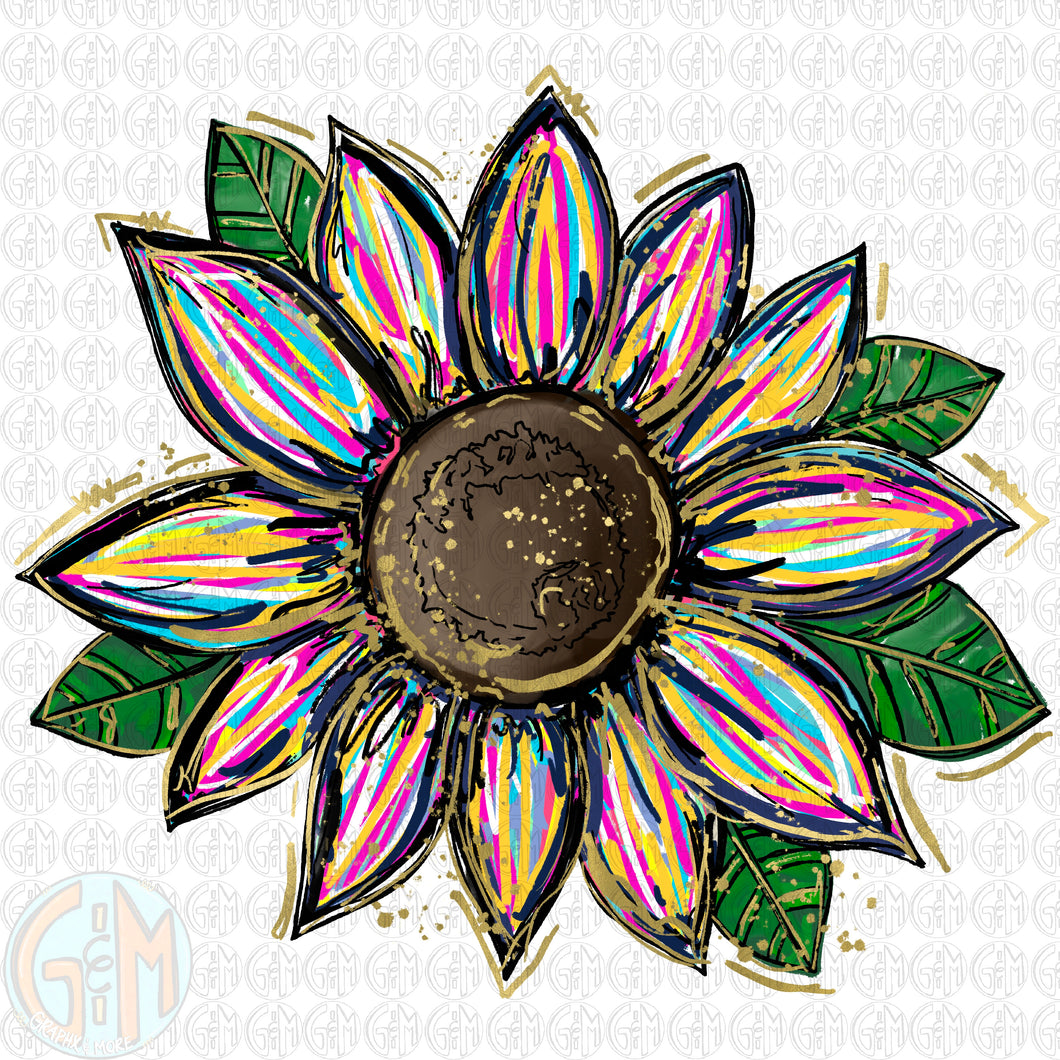 Brushed Daisy PNG | Hand Drawn | Sublimation Design