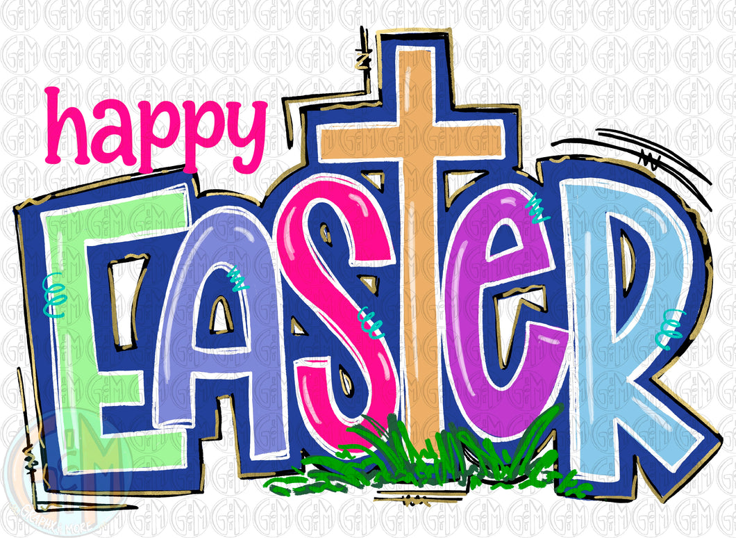 Happy Easter PNG | Hand Drawn | Sublimation Design