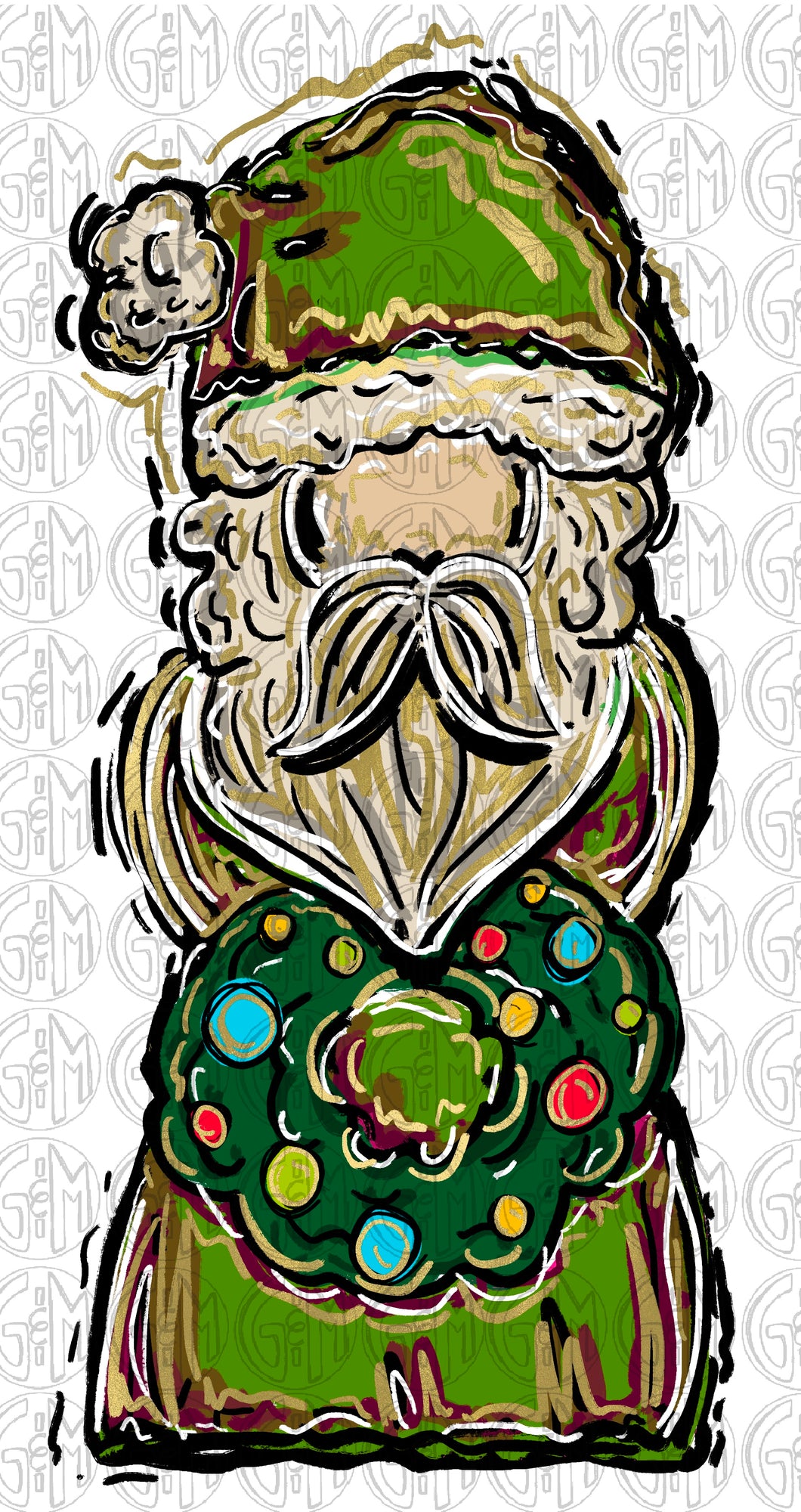 Santa 3 PNG | Sublimation Design | Hand Drawn