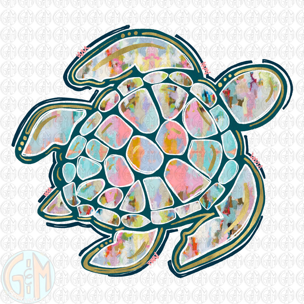 Watercolor Sea Turtle PNG | Sublimation Design | Hand Drawn