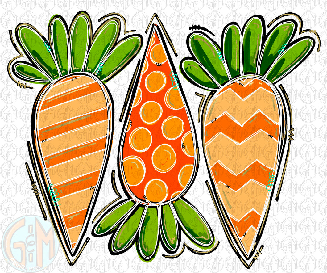 Carrots PNG | Hand Drawn | Sublimation Design