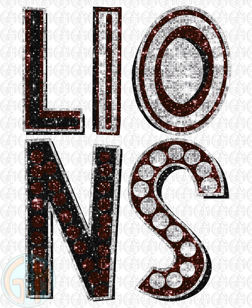 Lions Glitter Marquee PNG | Sublimation Design | Hand Drawn