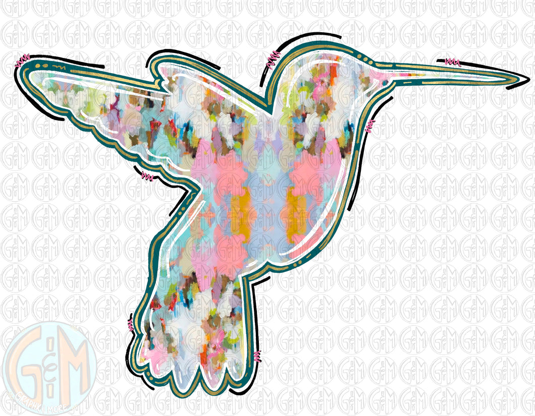 Watercolor Hummingbird PNG | Hand Drawn | Sublimation Design