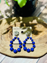 Load image into Gallery viewer, Blue Beaded Dangle Earrings
