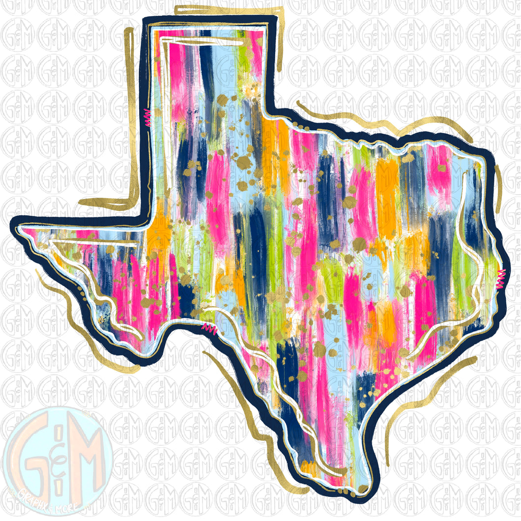 Brushed Texas PNG | TX | Hand Drawn | Sublimation Design