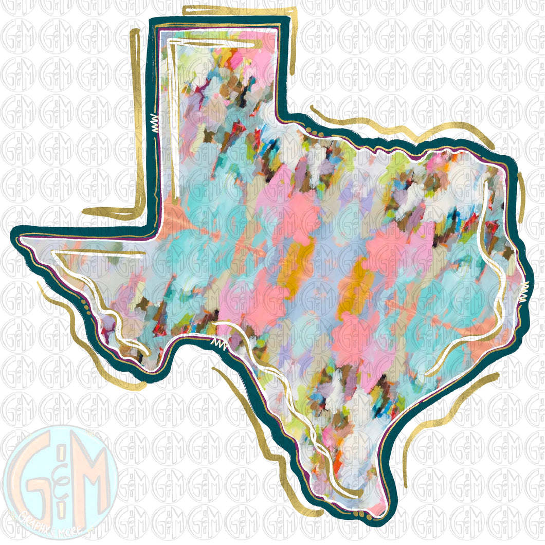 Watercolor Texas PNG | TX | Hand Drawn | Sublimation Design