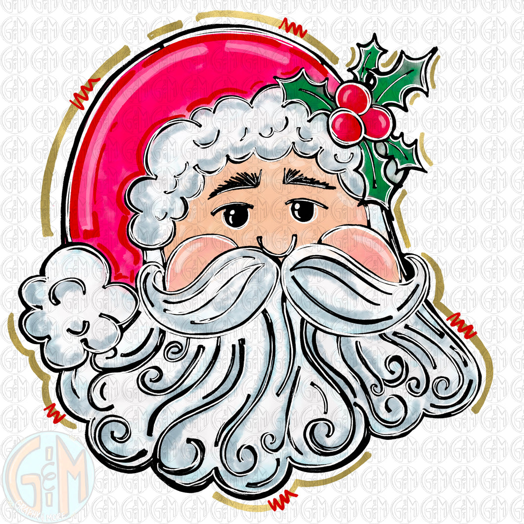 2024 Santa PNG | Hand Drawn | Sublimation Design