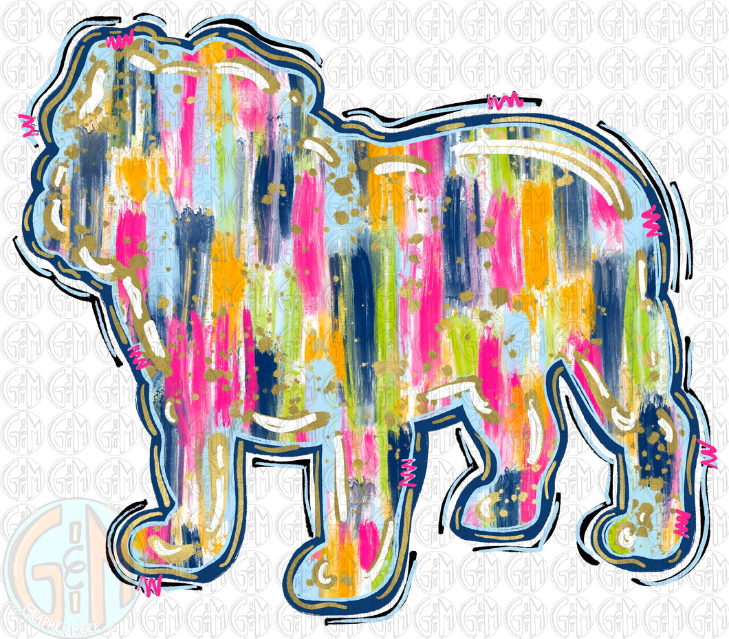Brushed Bulldog PNG | Hand Drawn | Sublimation Design