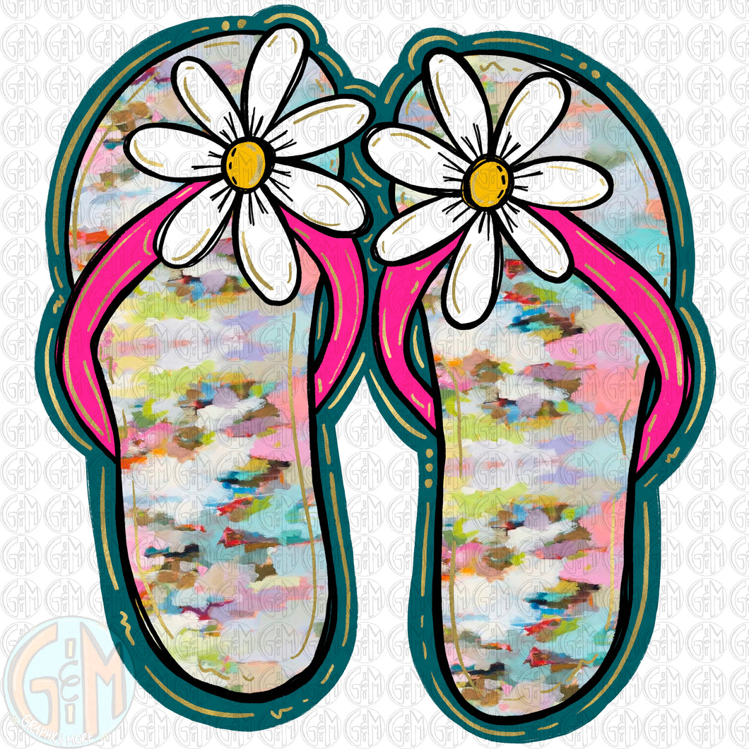 Watercolor Flip Flops PNG | Hand Drawn | Sublimation Design