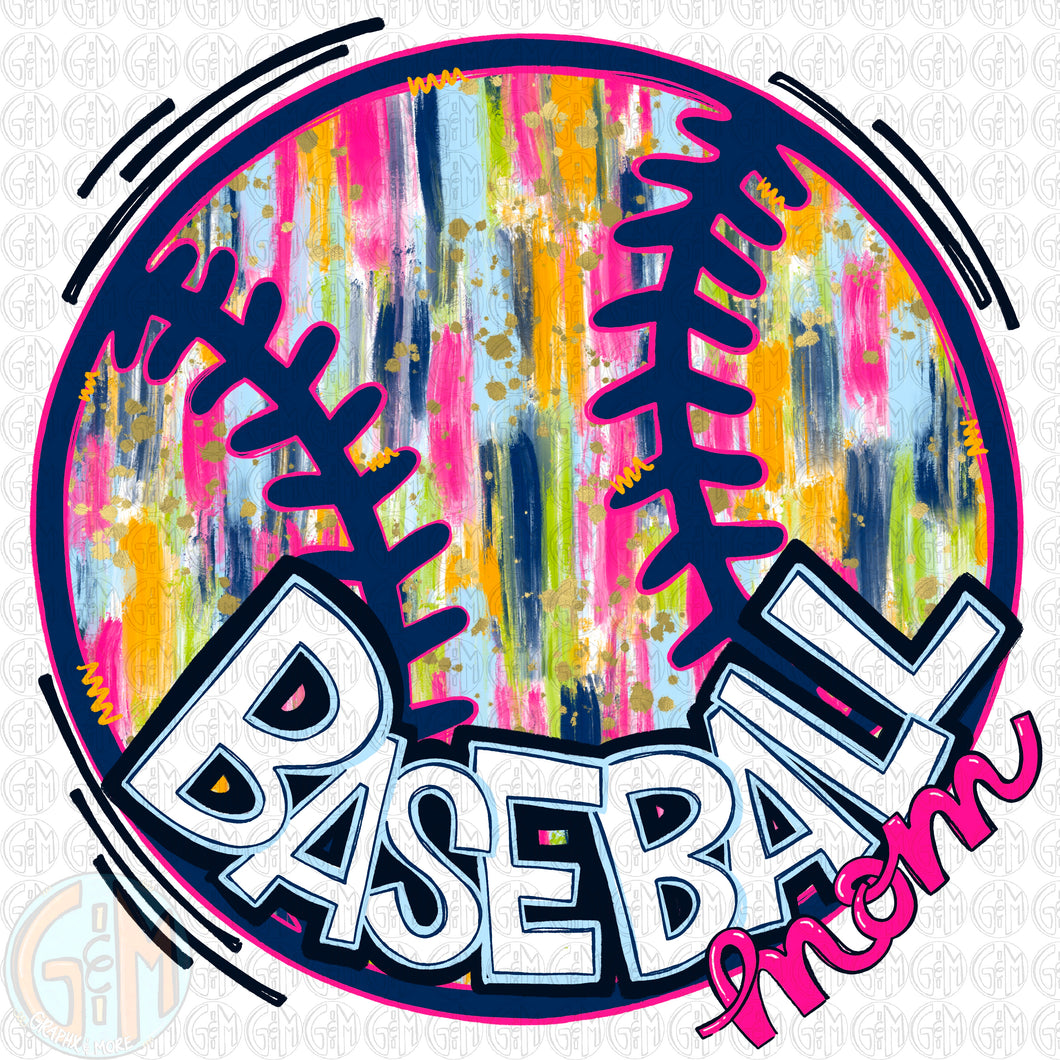 Brushed Baseball Mom PNG | Hand Drawn | Sublimation Design