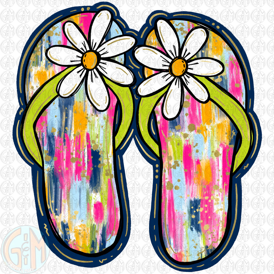 Brushed Flip Flops PNG | Hand Drawn | Sublimation Design