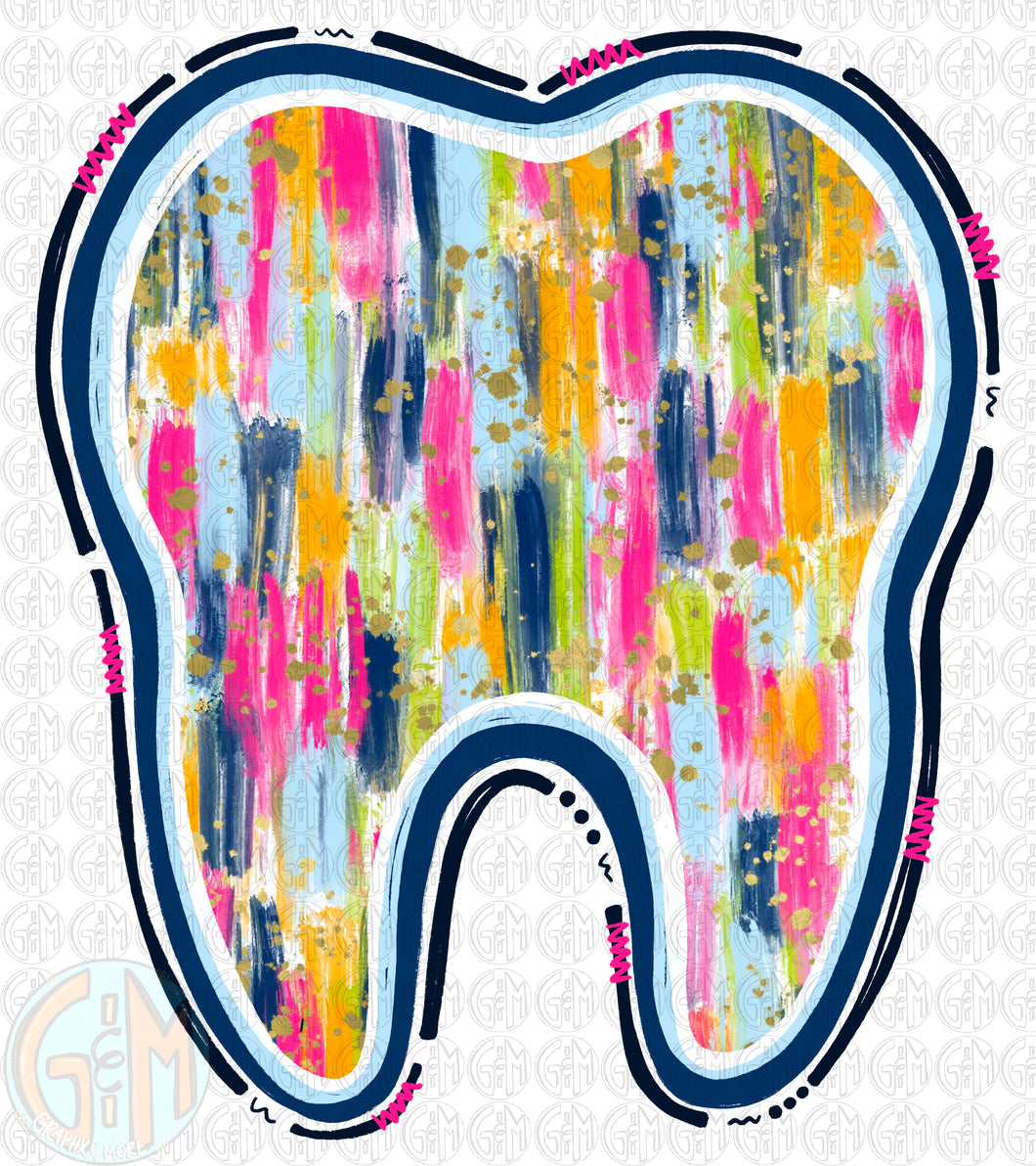 Brushed Tooth PNG | Hand Drawn | Sublimation Design