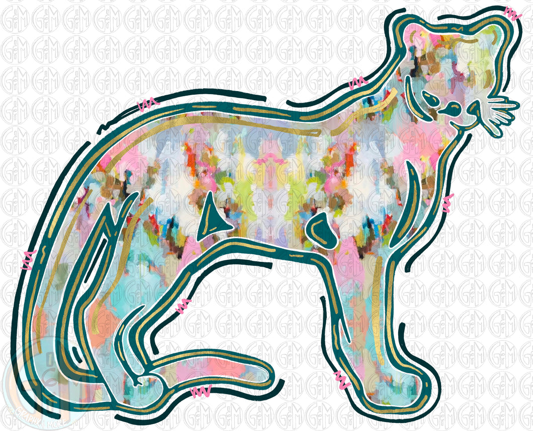 Watercolor Full Body Cougar PNG | Hand Drawn | Sublimation Design