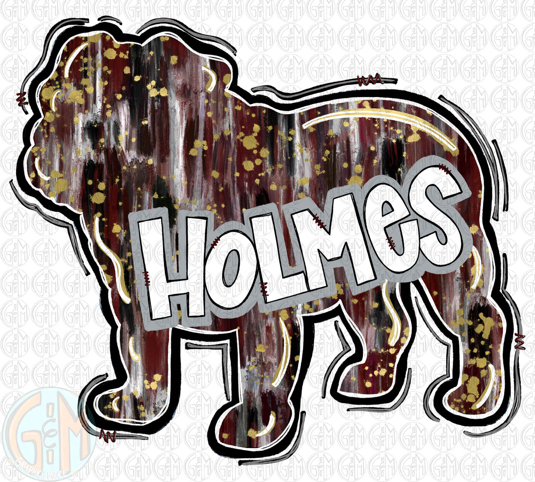 Holmes Brushed Bulldog PNG | Hand Drawn | Sublimation Design