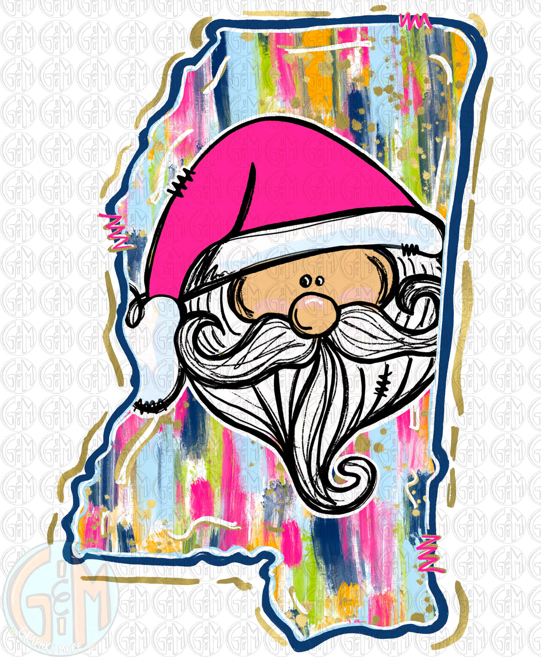 Brushed MS Santa PNG | Hand Drawn | Sublimation Design