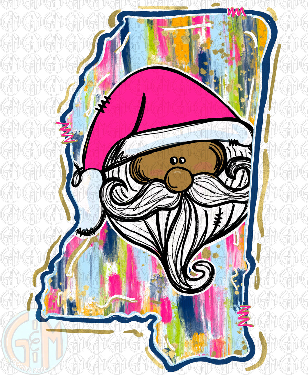 Brushed MS Santa PNG | Hand Drawn | Sublimation Design