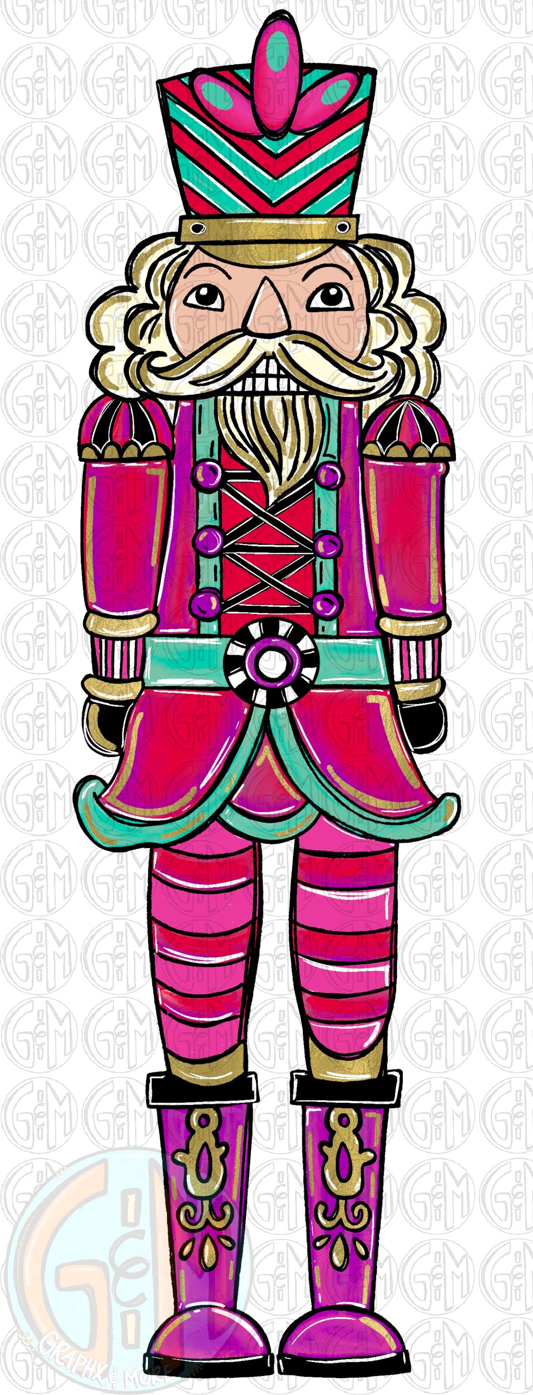 Pink 2024 Nutcracker PNG | Sublimation Design | Hand Drawn