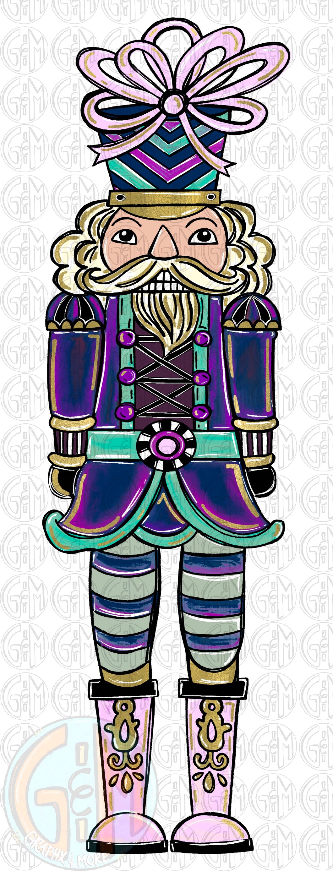 Purple w/ Bow 2024 Nutcracker PNG | Sublimation Design | Hand Drawn