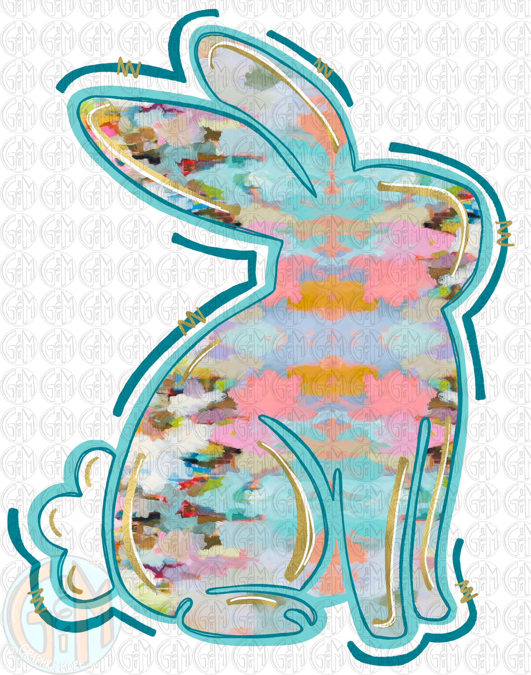 2025 Soft Color Bunny PNG | Hand Drawn | Sublimation Design