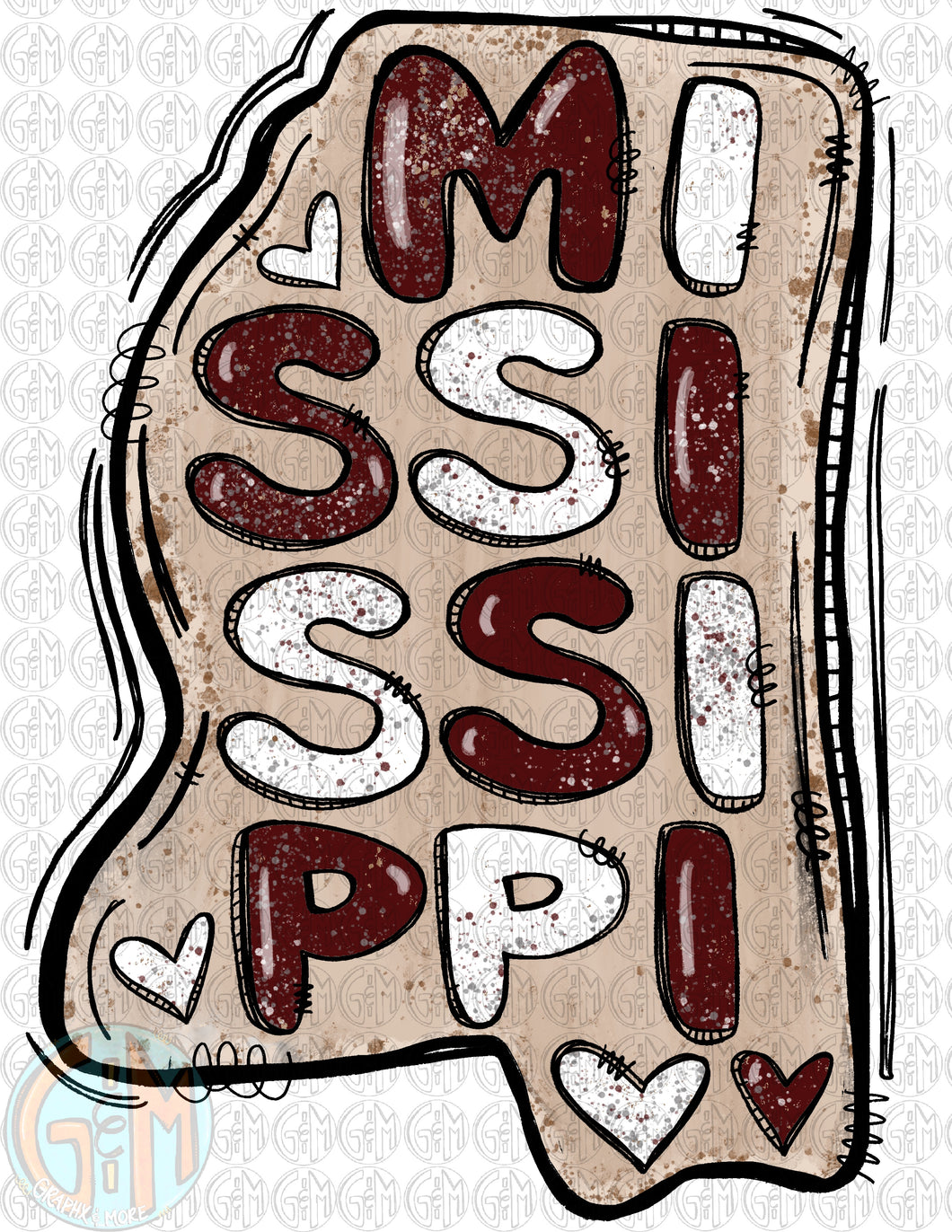 Mississippi Doodle PNG | Hand Drawn | Sublimation Design